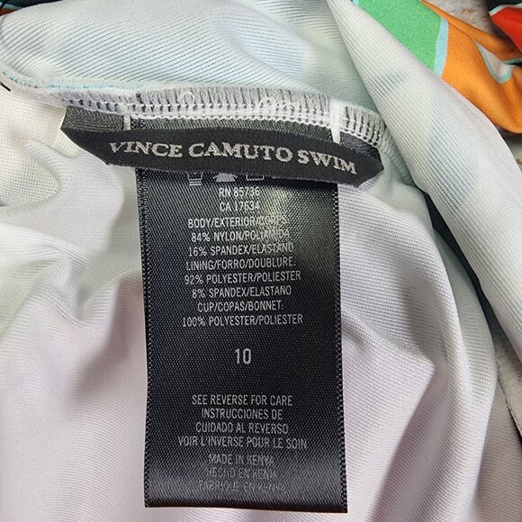 Vince Camuto Size 10 Long Sleeve Tropical Print One Piece Swimsuit New - Picture 4 of 11